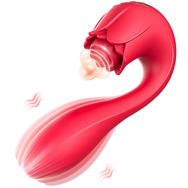 2 in 1 Pulsing and Vibrating Rose Vibrator Toy