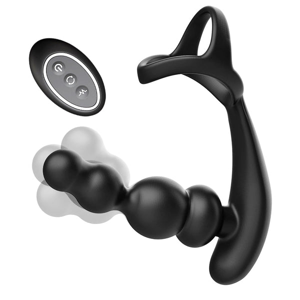 Bliss-Anal Beads 360° Rotating Head Prostate Massager with Upgraded Cock Ring