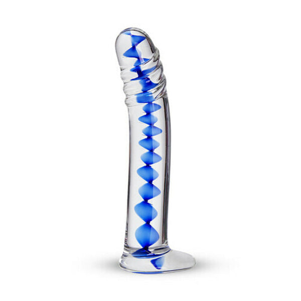 Acomejoy Frozen Sapphire Spiral Glass Dildo 6.18 Inch