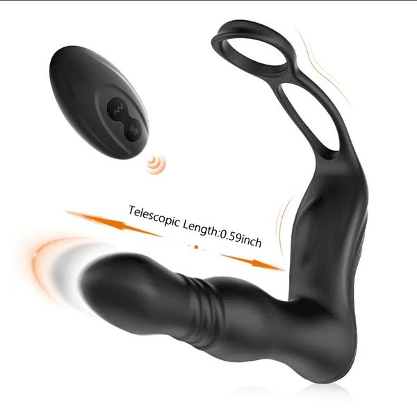 THOR 3 Thrusting 10 Vibrating Dual Cock Rings Prostate Massager